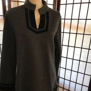 Soft Surroundings Dressy Grey and Black Top, Size XL.